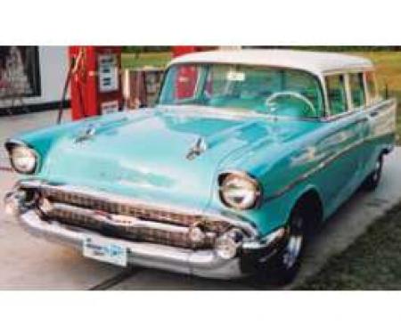 Chevy Rear Curved Quarter Glass, Right, Clear, 4-Door Wagon, 1955-1957