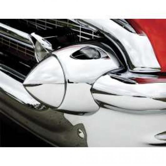 Chevy Bumper Tips, Chrome Smoothie, 1957