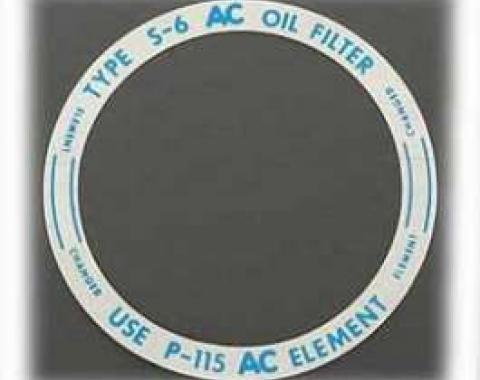 Chevy Oil Filter Canister Lid Decal, 1955 V8 & 1955-1957 6-Cylinder