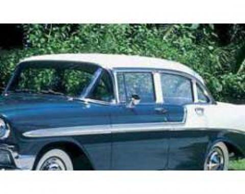 Chevy Vent Window, Installed In Frame, Tinted, Sedan & Wagon, Left, 1955-1957