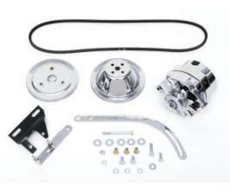Chevy Alternator Conversion Kit, Small Block, Single Groove Pulleys, For Cars With Short Water Pump & Headers, 1955-1957
