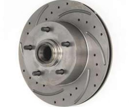 Chevy Front Disc Brake Rotor, Drilled, Slotted & Vented, Left, 1955-1957