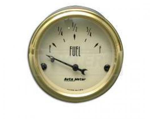 Chevy Custom Fuel Gauge, Beige Face, With Black Vintage Needle, AutoMeter, 1955-1957