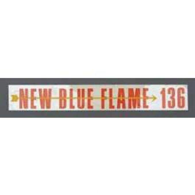 Chevy Valve Cover Decal, 6-Cylinder, Blue Flame 136, 1955