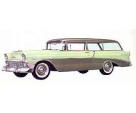 Chevy Rear Curved Quarter Glass, Left, Tinted, 2-Door Wagon, 1955-1957