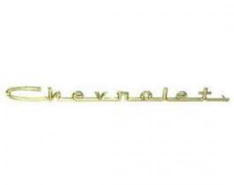 Chevy Hood Or Trunk Script, Chevrolet, Gold, 13, For V8 Bel Air, Good Quality, 1957
