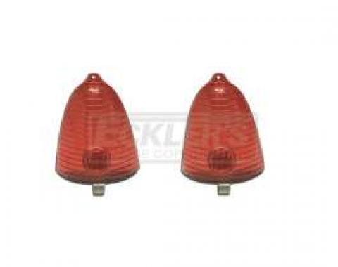 Chevy Outer Taillight Lenses, Red, 1955