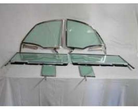 Chevy Side Glass Set, Installed With Frames, Tinted, Convertible, 1955-1957