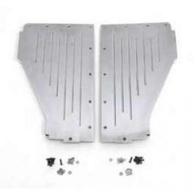 Chevy Radiator Filler Panels, Ribbed, Polished Billet Aluminum, 1955-1956