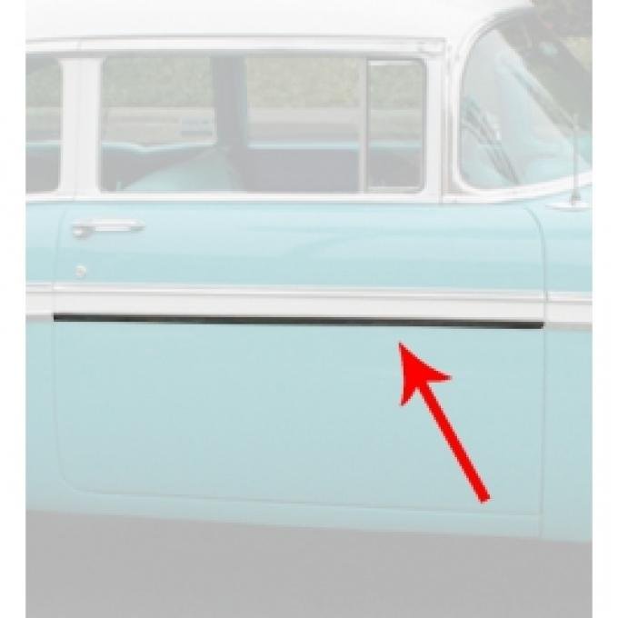 Chevy Front Door Molding, Bel Air, Left Upper Or Right Lower, For 2-Door, Show Quality, 1956