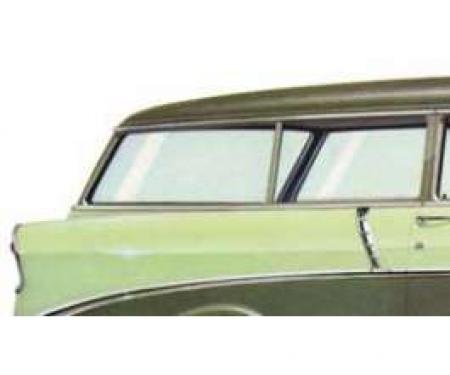 Chevy Rear Curved Quarter Glass, Right, Clear, 2-Door Wagon, 1955-1957