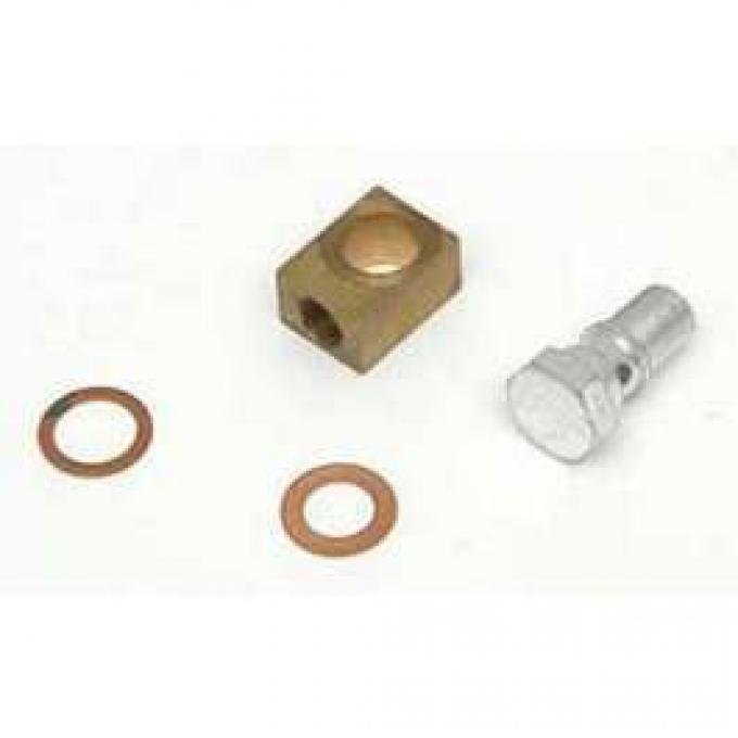 Chevy Brake Master Cylinder Brass Block & Banjo Bolt Kit, 1955-1957