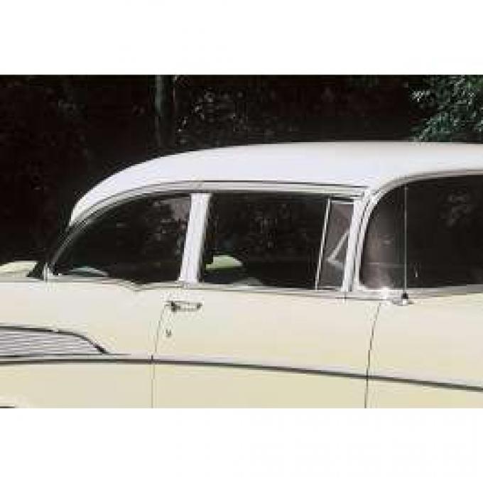 Chevy Side Glass Set, Installed In Lower Channels, Clear, 2-Door Sedan, 1955-1957