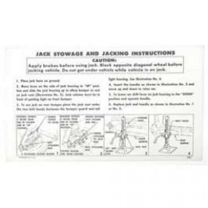 Chevy Jack Stowage & Jacking Instructions Sheet, Wagon, 1957