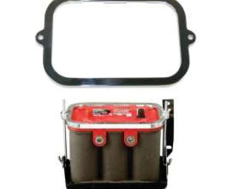 Chevy Battery Hold Down Retainer, Polished Billet Aluminum, Optima, 1955-1956