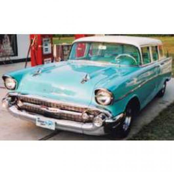 Chevy Rear Curved Quarter Glass, Tinted, No Date Code, Left, 4-Door Wagon, 1955-1957