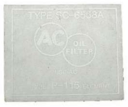 Chevy Oil Filter Canister Decal, For Cars With Factory Air Conditioning, Small Block, 1955