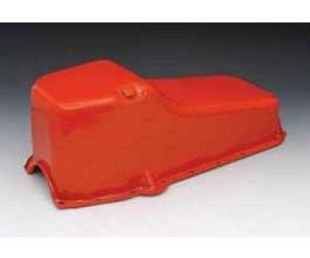 Chevy Engine Oil Pan, Orange Powder Coated, Small Block, 1955-1957