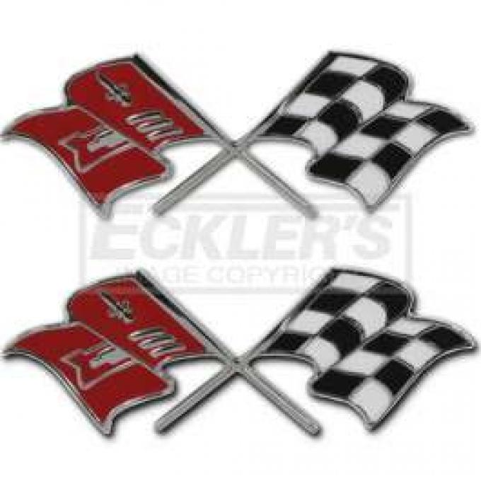 Chevy Fuel Injection Fender Emblems, Crossed-Flags, 1957