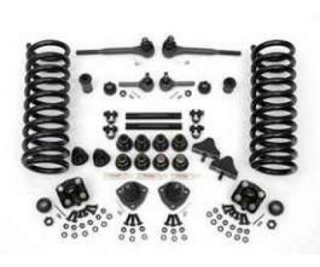 Chevy Front End Rebuild Kit, Except Original Power Steering, With Urethane Bushings & 2 Lowering Springs, 1955-1957