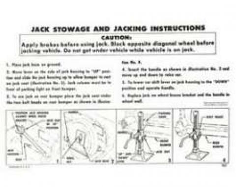 Chevy Jack Stowage & Jacking Instructions Sheet, 1957
