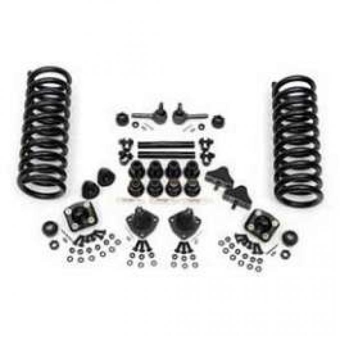 Chevy Front End Rebuild Kit, With Rack & Pinion, 2 Drop Springs & Urethane Bushings, 1955-1957