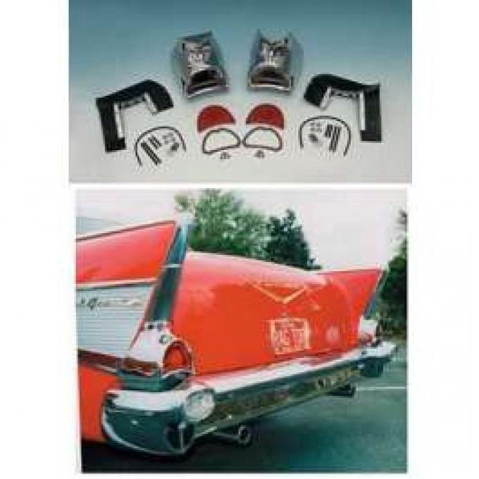 Chevy Taillight Housings, Complete, 1957