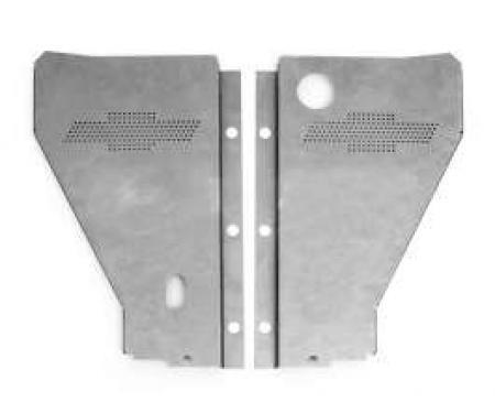 Chevy Radiator Filler Panels, For CCI Tubular Core & Cross-Flow Radiator, Carbon Steel, With Bowtie, 1957
