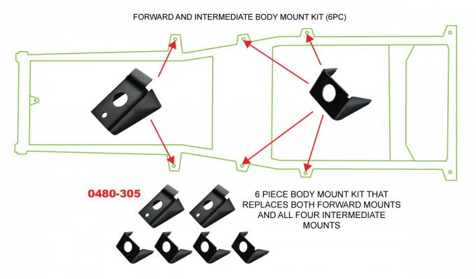 Key Parts '87-'95 6 Piece Body Mount Kit 0480-305