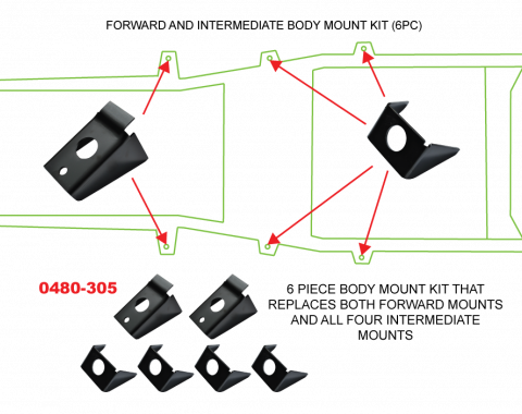 Key Parts '87-'95 6 Piece Body Mount Kit 0480-305