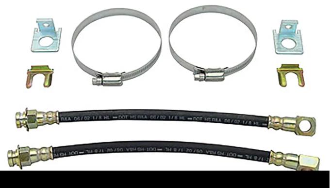 Classic Performance 10" Rear Brake Hose Kit, 10MM Banjo 3/8"-24, Rubber, Axle Clamps, Hose Clips RDHK-R