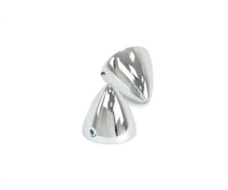 AMD Chrome Door Mirror Bullet Caps, Pair, 53-66 Ford F100 F250 570-4553-1P