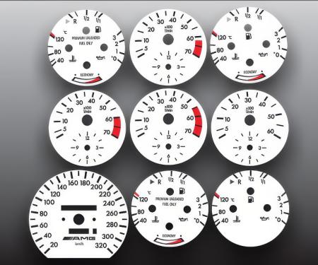 Whitegauges 1984-1993 Mercedes W126 320 METRIC KPH KMH White Face Gauges 8493MW-2121