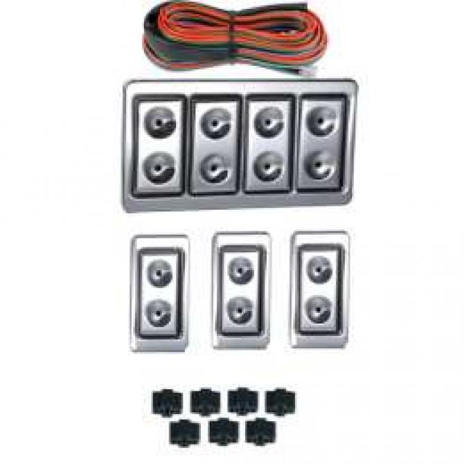 Chevy Power Window Switches, With Wiring, 2 Or 4-Door, 4-Windows, Lighted Billet, 1949-1954