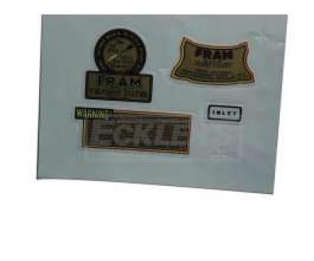 Chevy Oil Filter Decals, Fram, 4-Piece, 1949-1954