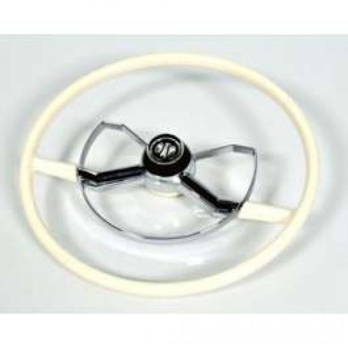 Chevy Complete Steering Wheel, Butterfly Style, White, 1950-1952