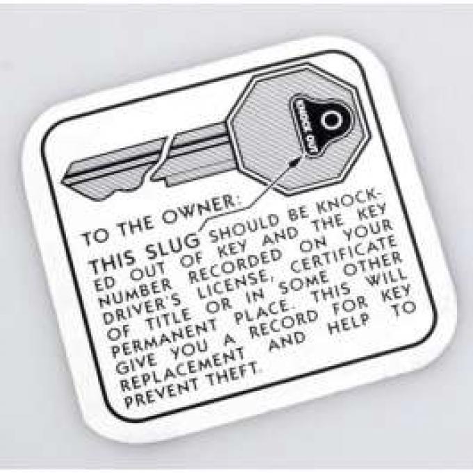 Chevy Glove Box Key Instruction Decal, 1949-1954