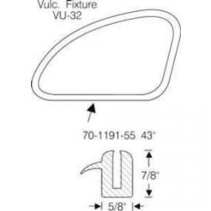 Chevy Weatherstripping, Fixed Rear Quarter Windows, 150 Coupe, 1949-1952