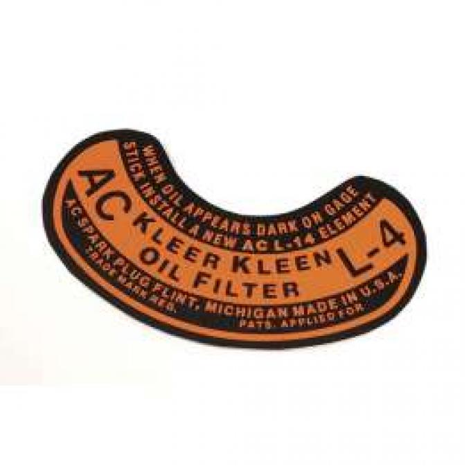 Chevy Oil Filter Decal, L-4, AC, 1949-1954