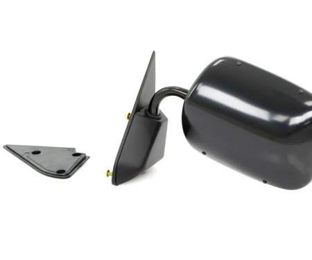 AMD Outside Door Mirror, Black Below Eyeline, LH, 88-98 Chevy GMC C/K Pickup Truck SUV X570-4088-BL