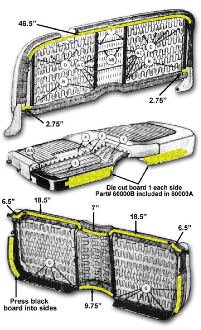 Thunderbird Seat Tacking Strip Set, 1955-1957