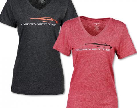 Ladies 2020 Corvette Glitter Gesture v-Neck Tee