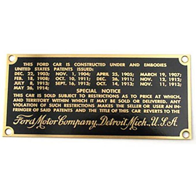 Patent Plate 17-18 T-18650-E