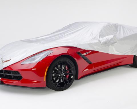 Corvette Stingray Intro-Guard Car Cover, Silver, with Embroidered Logo, 2014-2017