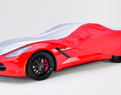 Corvette Stingray Intro-Guard Car Cover, Silver & Red, without Logo, 2014-2019