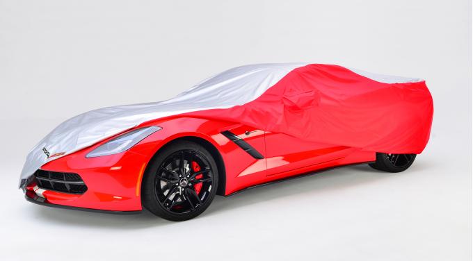 Corvette Stingray Intro-Guard Car Cover, Silver & Red, without Logo, 2014-2019