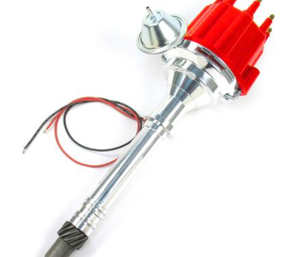 Pertronix Billet Distributor for Chevy Small Block/Big Block Engines (Ignitor II) with Vacuum/Mechanical Advance, Red / Male D100711
