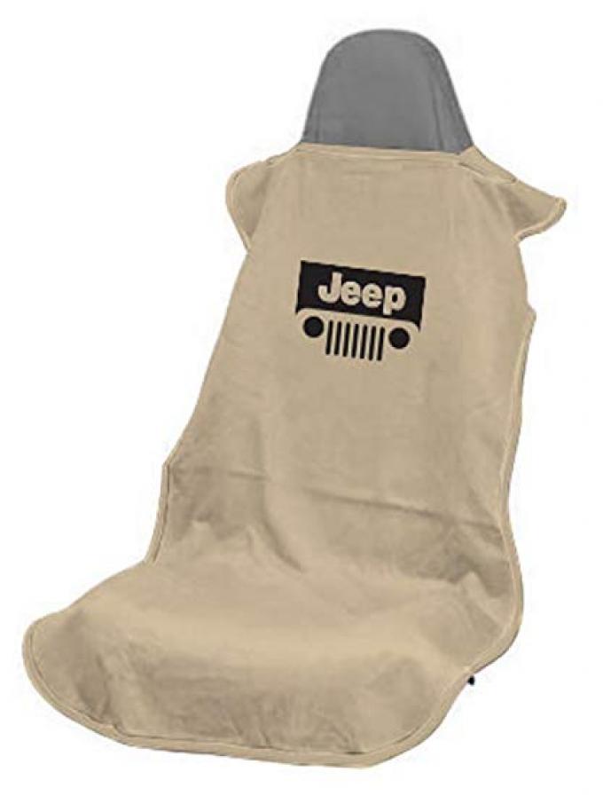 Seat Armour Jeep with Grille, Seat Towel, Tan with Logo SA100JEPGT