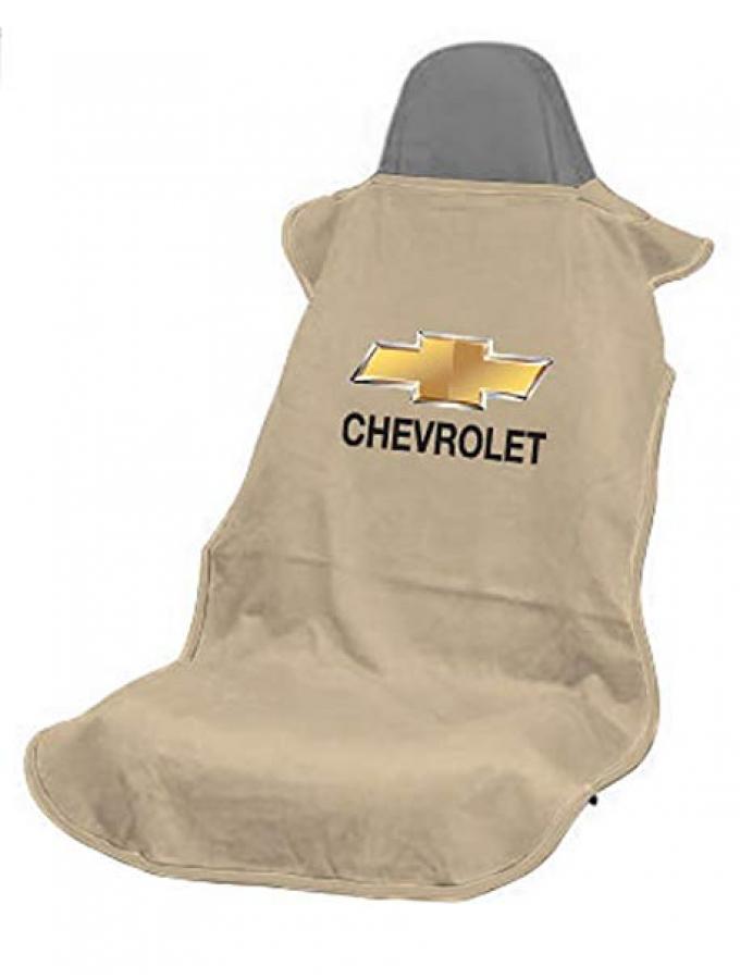 Seat Armour Chevrolet Seat Towel, Tan with Script SA100CHVT