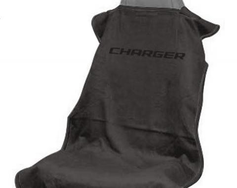 Seat Armour Charger Seat Towel, Black with Script SA100CHARGB